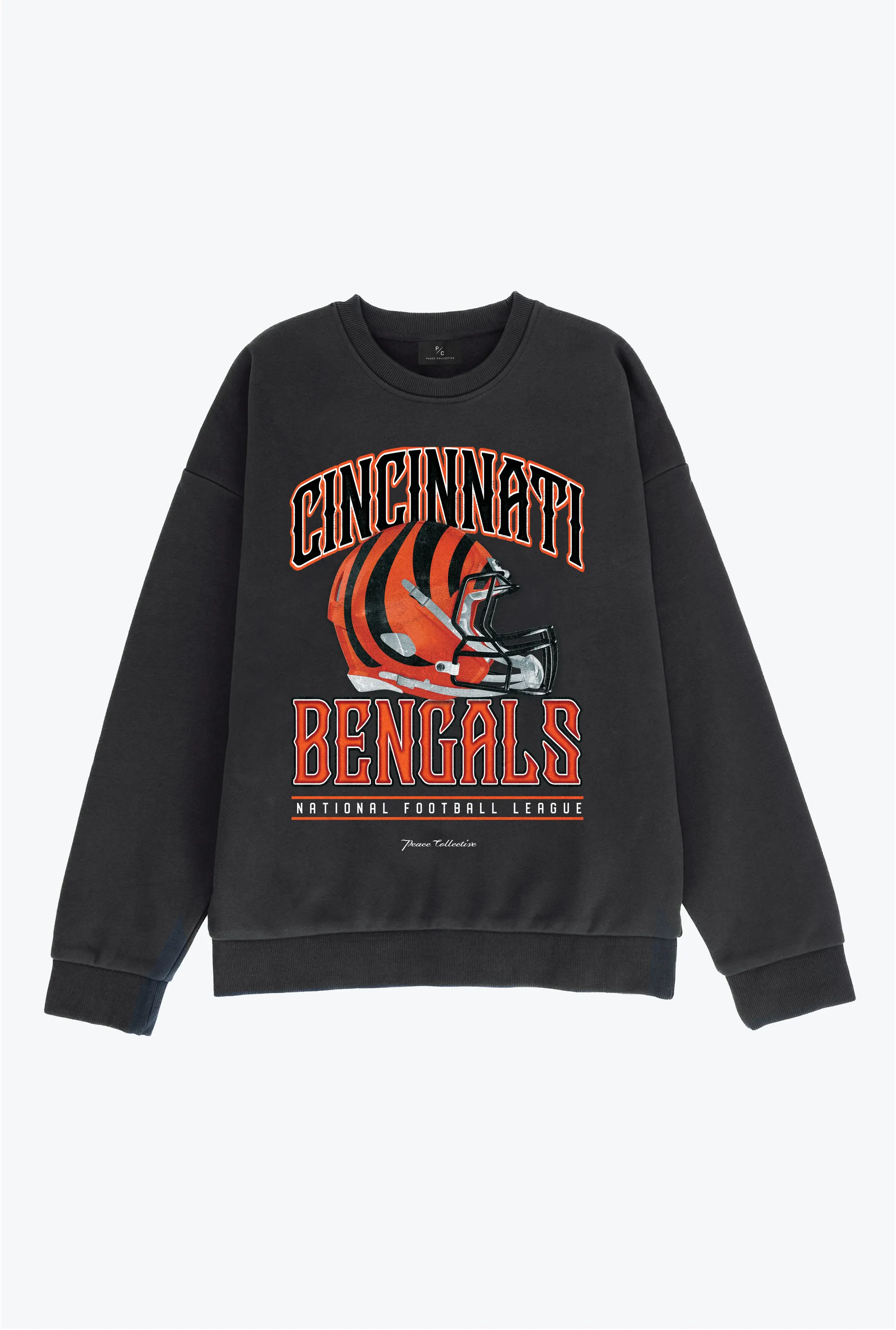 Cincinnati Bengals Helmet SuperHeavy™️ Crewneck - Black sold by Peace-Collective
