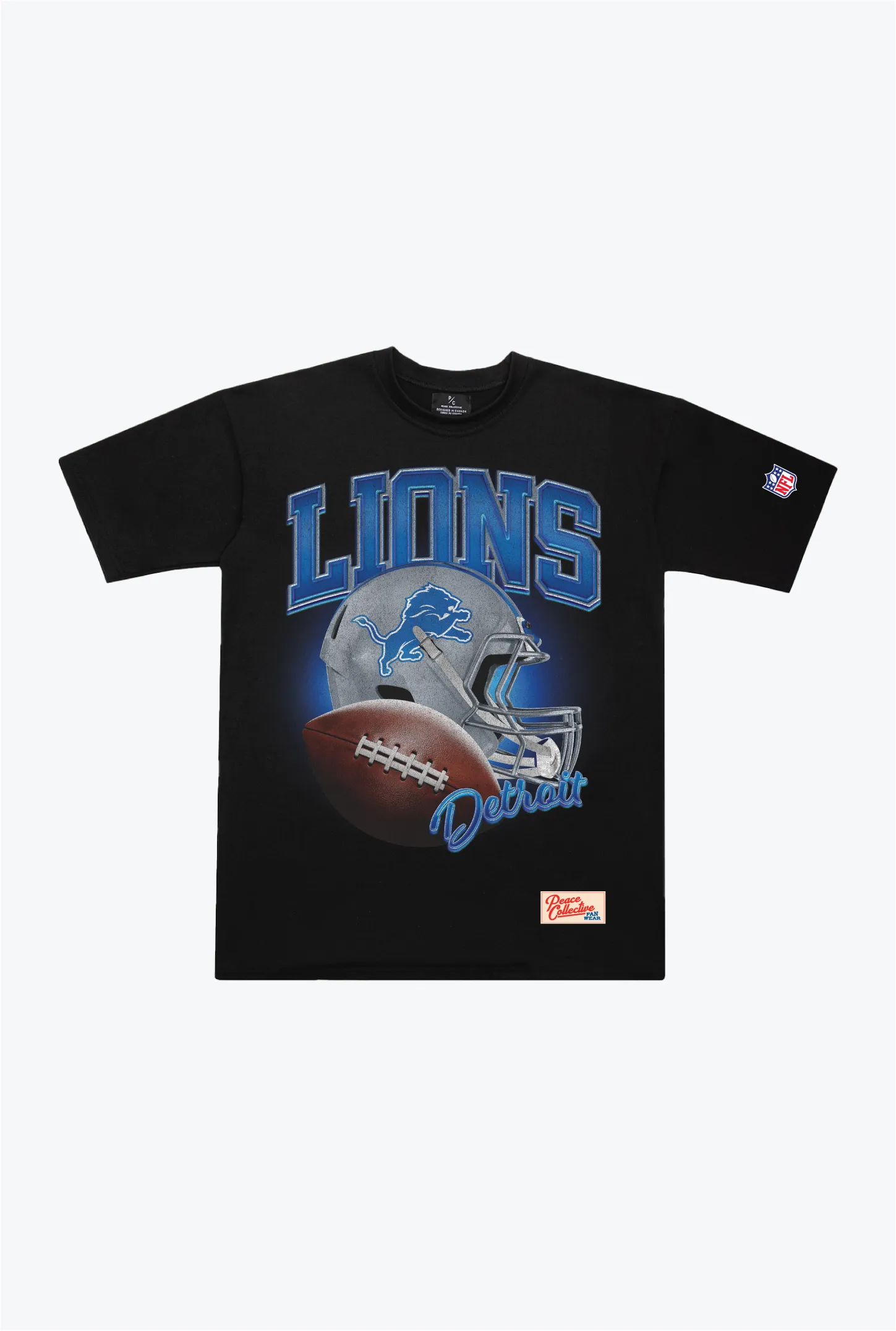 Detroit Lions Icon Heavyweight T-Shirt - Black sold by Peace-Collective
