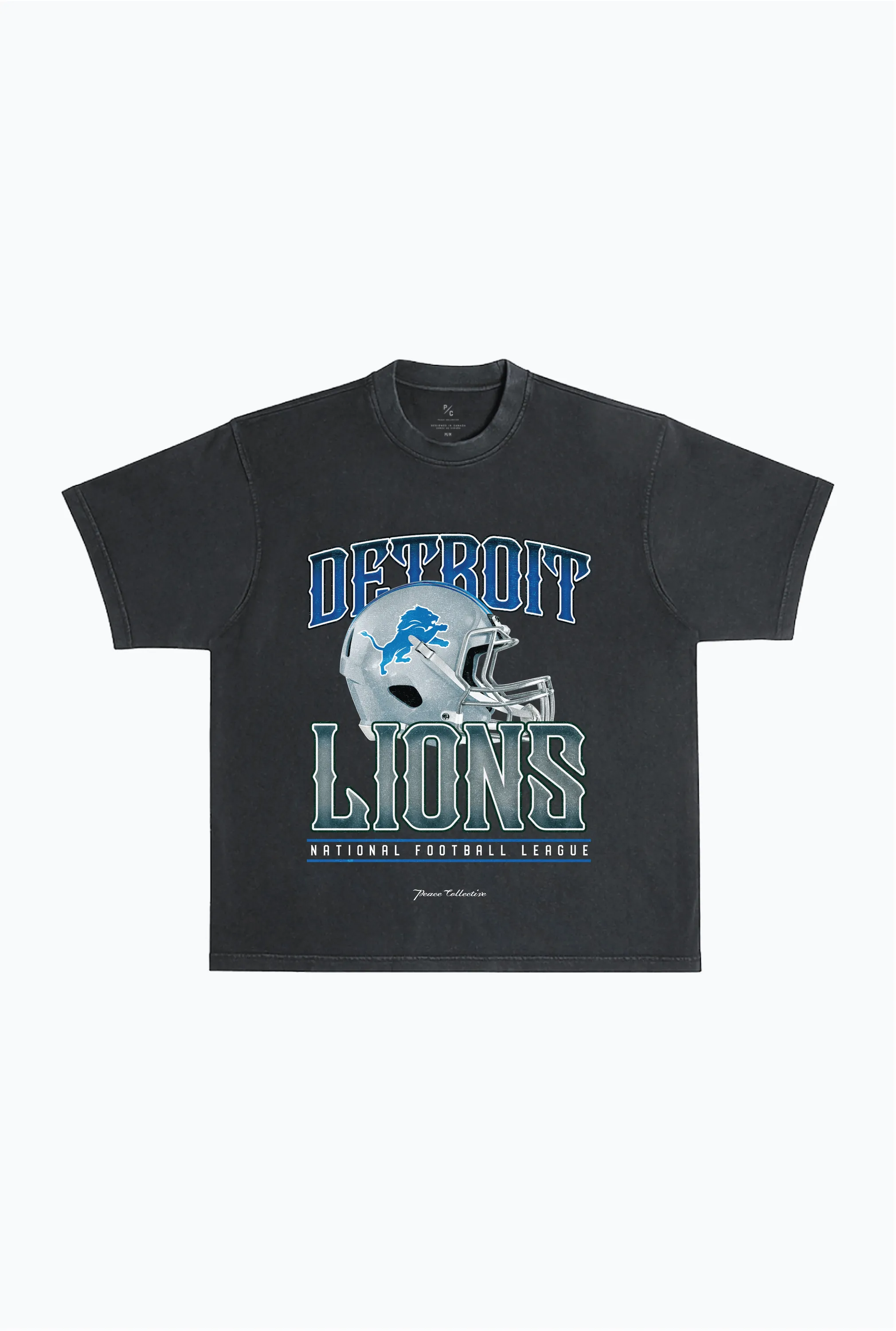 Detroit Lions Helmet Garment Dyed Heavyweight T-Shirt - Black sold by Peace-Collective product image thumbnail 2