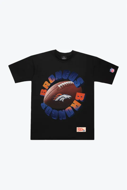Denver Broncos Spiral Heavyweight T-Shirt - Black sold by Peace-Collective