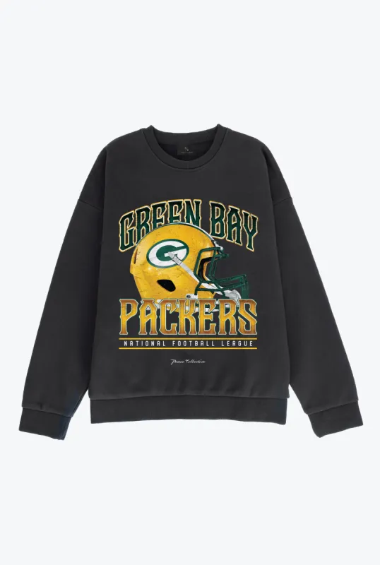 Green Bay Packers Helmet SuperHeavy™️ Crewneck - Black sold by Peace-Collective
