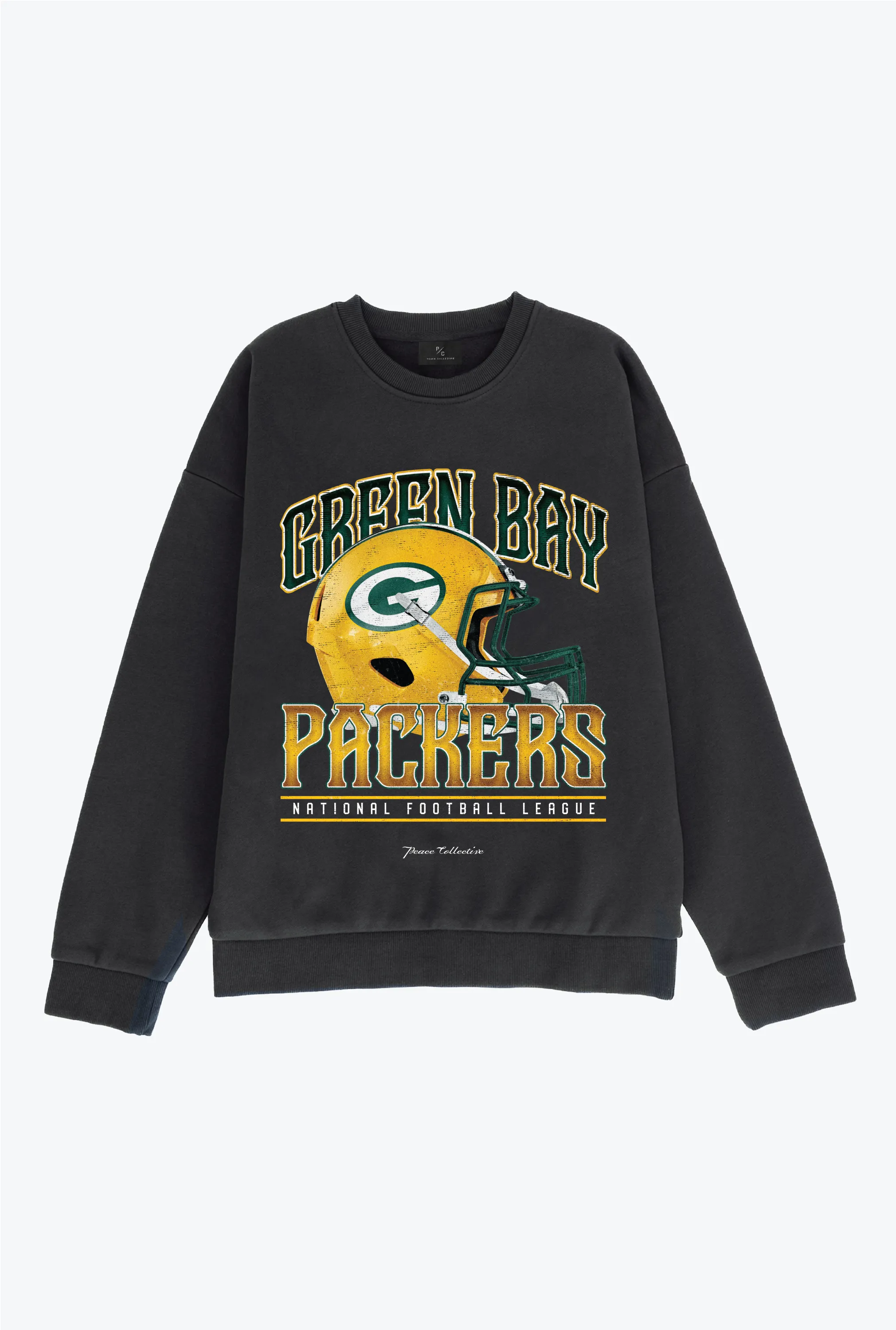 Green Bay Packers Helmet SuperHeavy™️ Crewneck - Black sold by Peace-Collective
