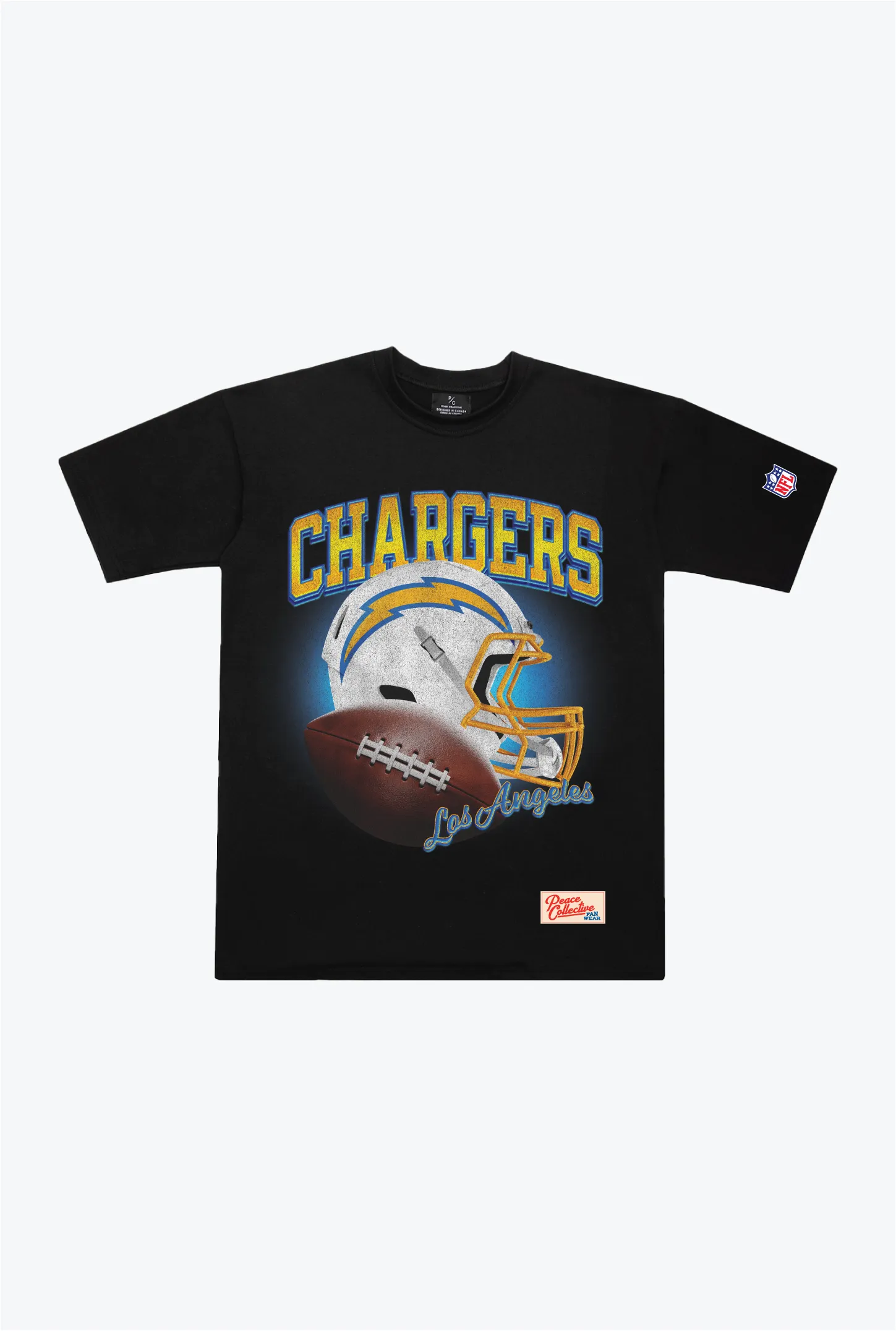 Los Angeles Chargers Icon Heavyweight T-Shirt - Black sold by Peace-Collective