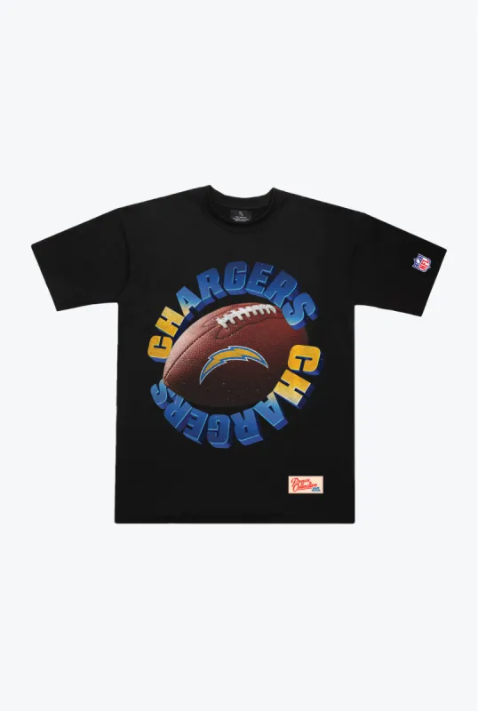 Los Angeles Chargers Spiral Heavyweight T-Shirt - Black sold by Peace-Collective