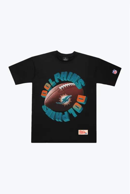 Miami Dolphins Spiral Heavyweight T-Shirt - Black sold by Peace-Collective
