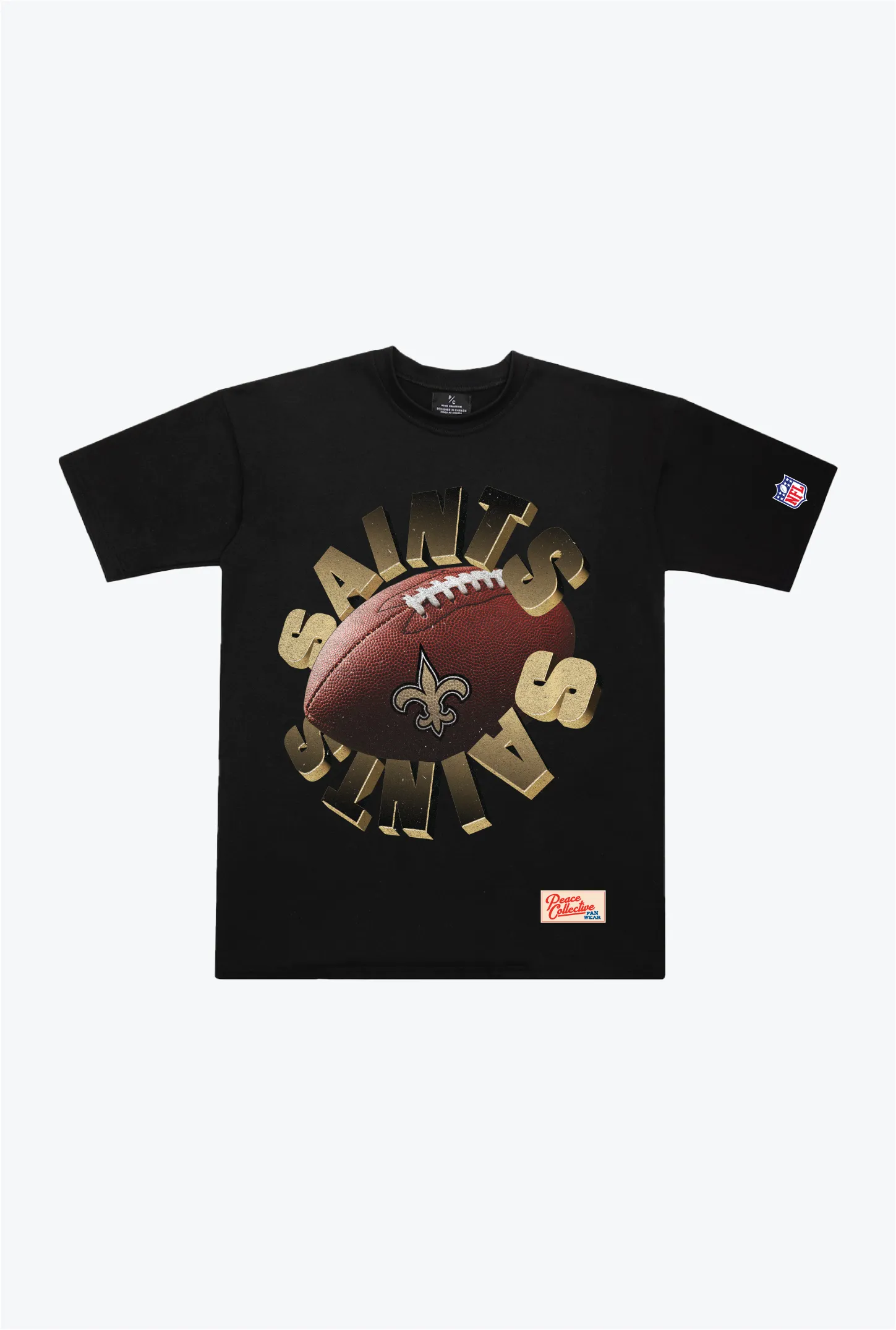 New Orleans Saints Spiral Heavyweight T-Shirt - Black sold by Peace-Collective