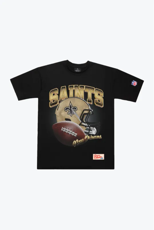 New Orleans Saints Icon Heavyweight T-Shirt - Black sold by Peace-Collective