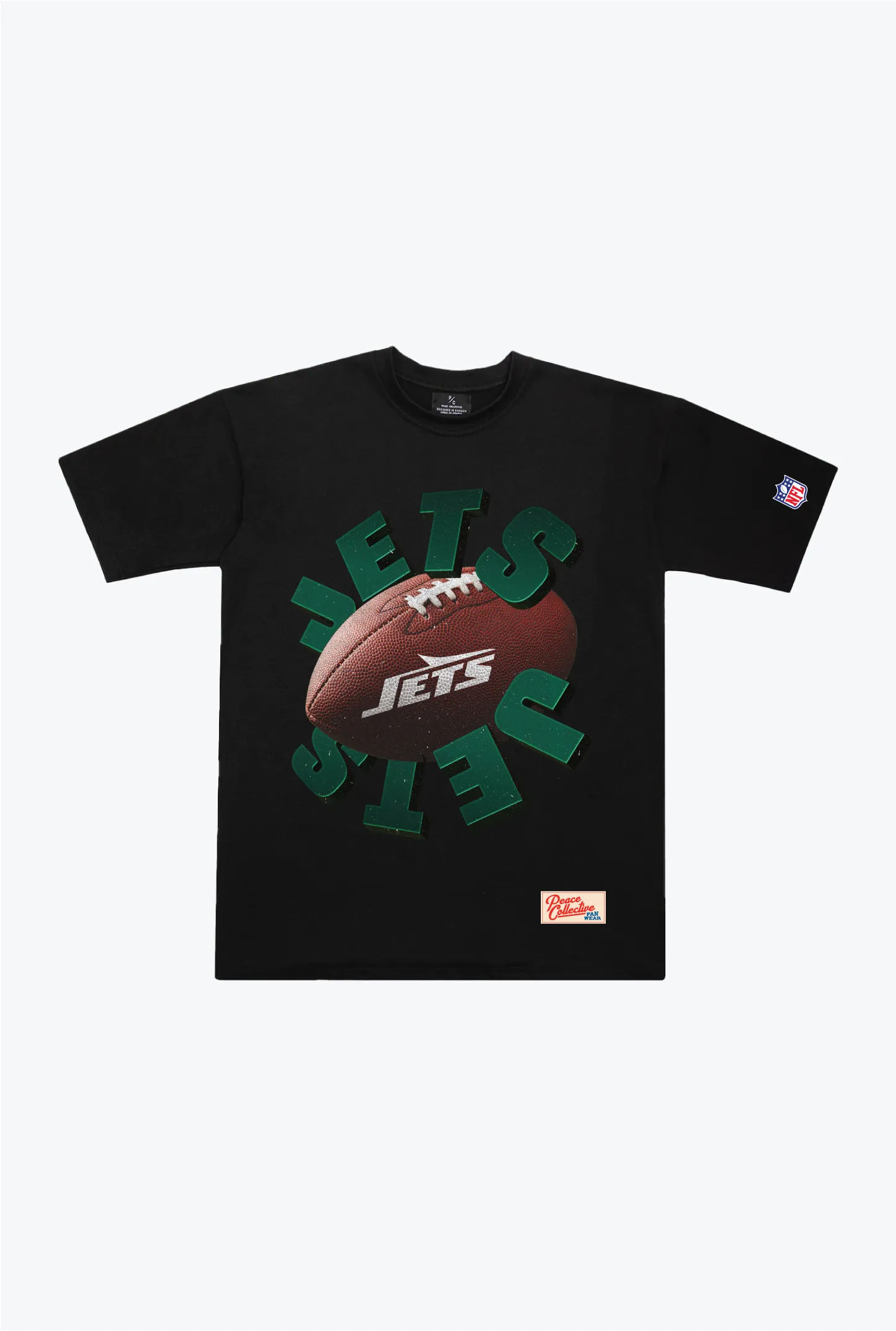 New York Jets Spiral Heavyweight T-Shirt - Black sold by Peace-Collective