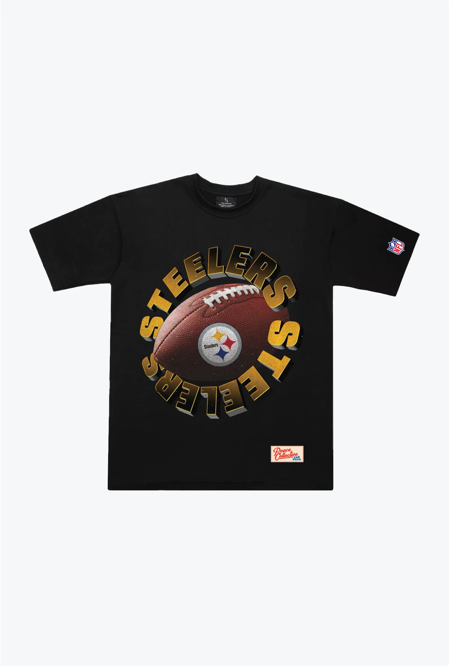 Pittsburgh Steelers Spiral Heavyweight T-Shirt - Black sold by Peace-Collective