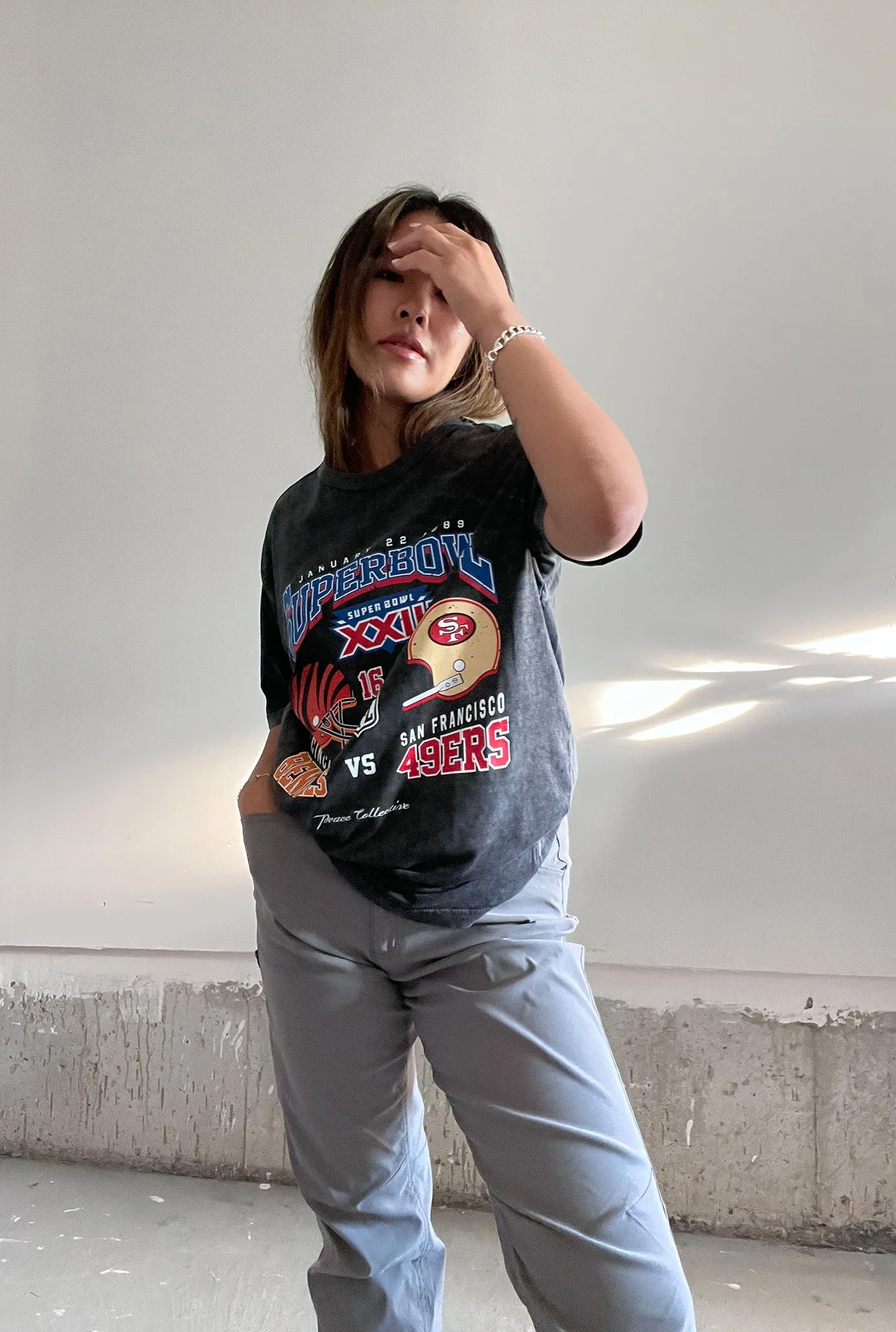 Super Bowl XXIII: San Francisco 49ers vs Cincinnati Bengals Garment Dyed Heavyweight T-Shirt - Black sold by Peace-Collective product image thumbnail 3