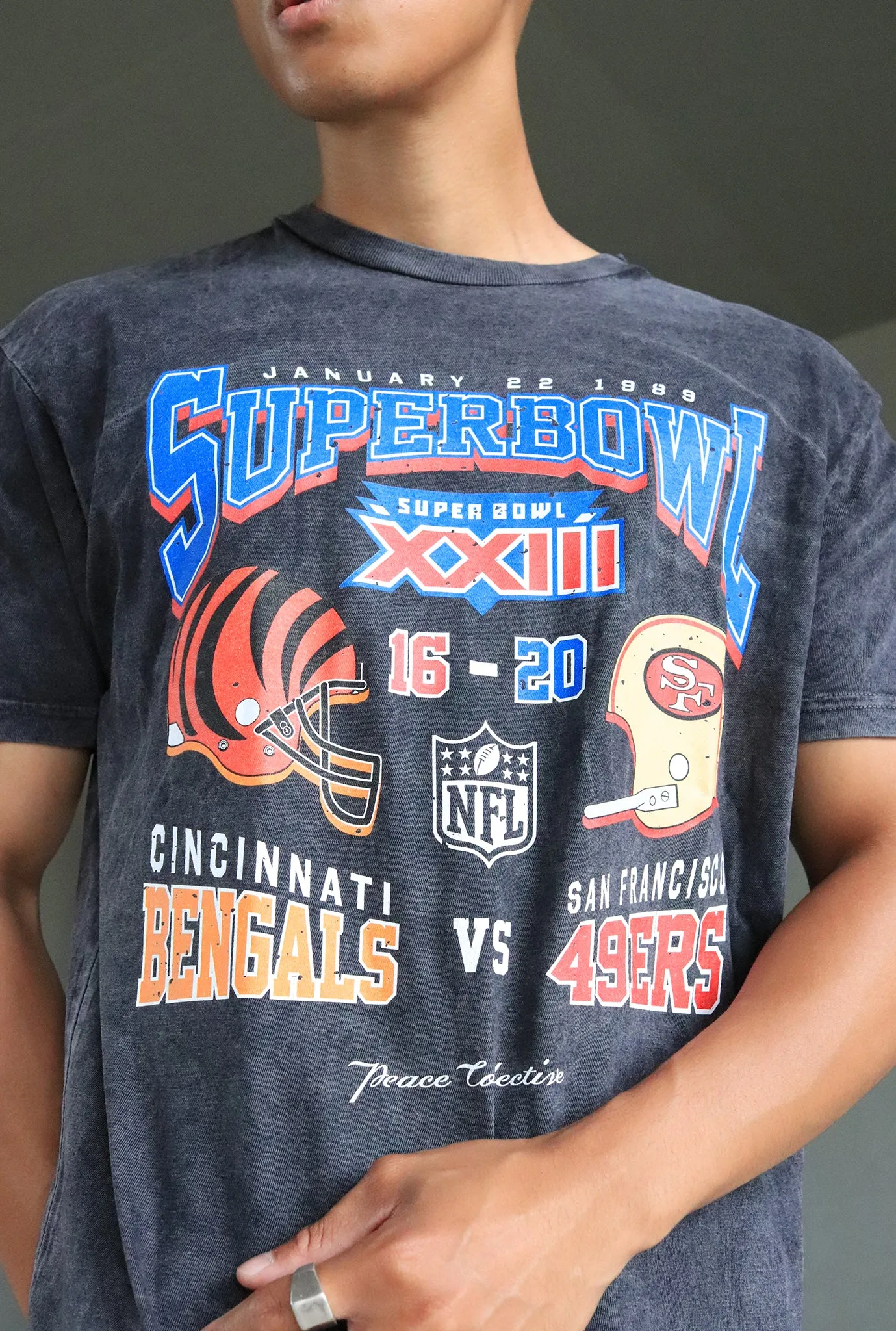 Super Bowl XXIII: San Francisco 49ers vs Cincinnati Bengals Garment Dyed Heavyweight T-Shirt - Black sold by Peace-Collective product image thumbnail 5