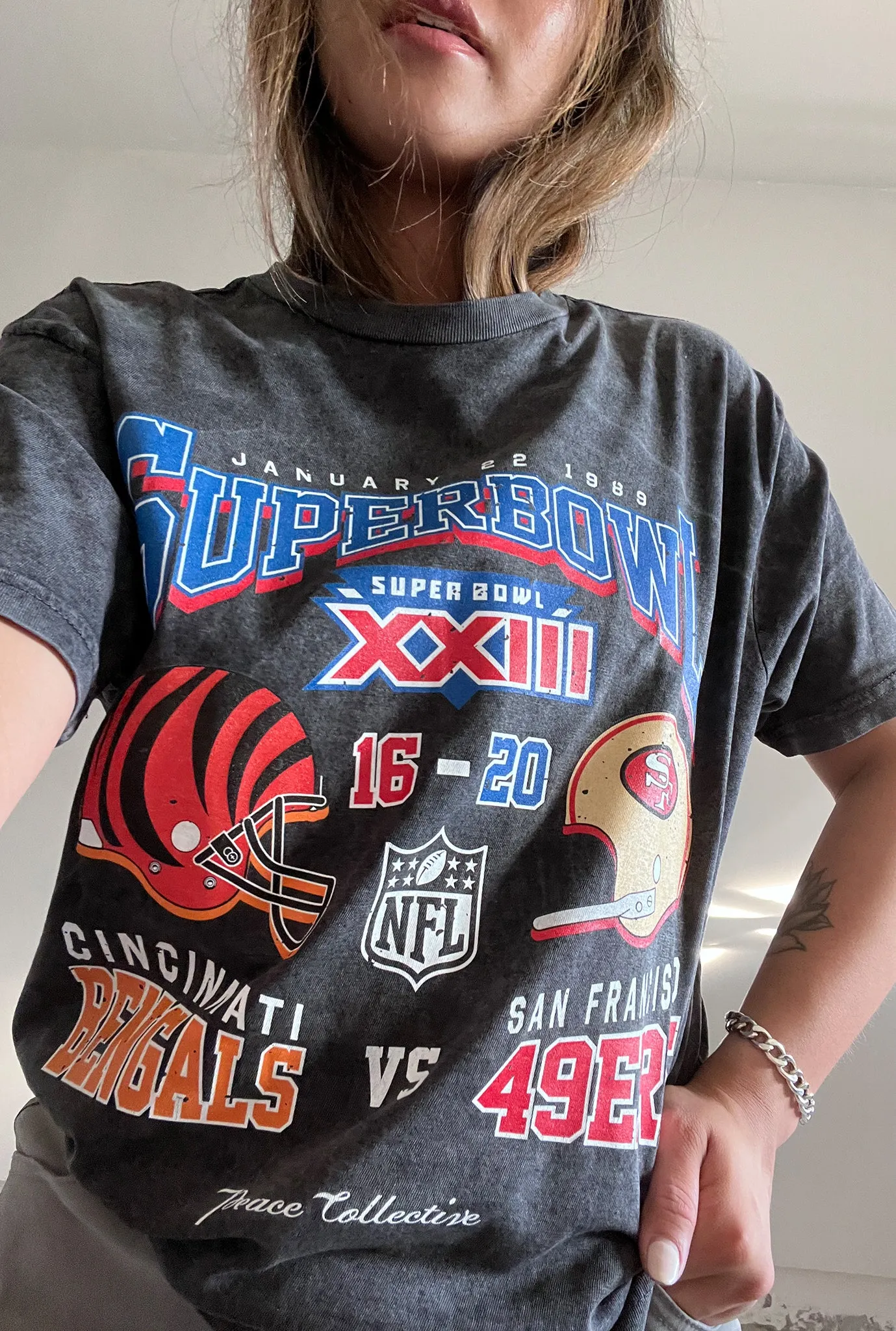 Super Bowl XXIII: San Francisco 49ers vs Cincinnati Bengals Garment Dyed Heavyweight T-Shirt - Black sold by Peace-Collective product image thumbnail 2