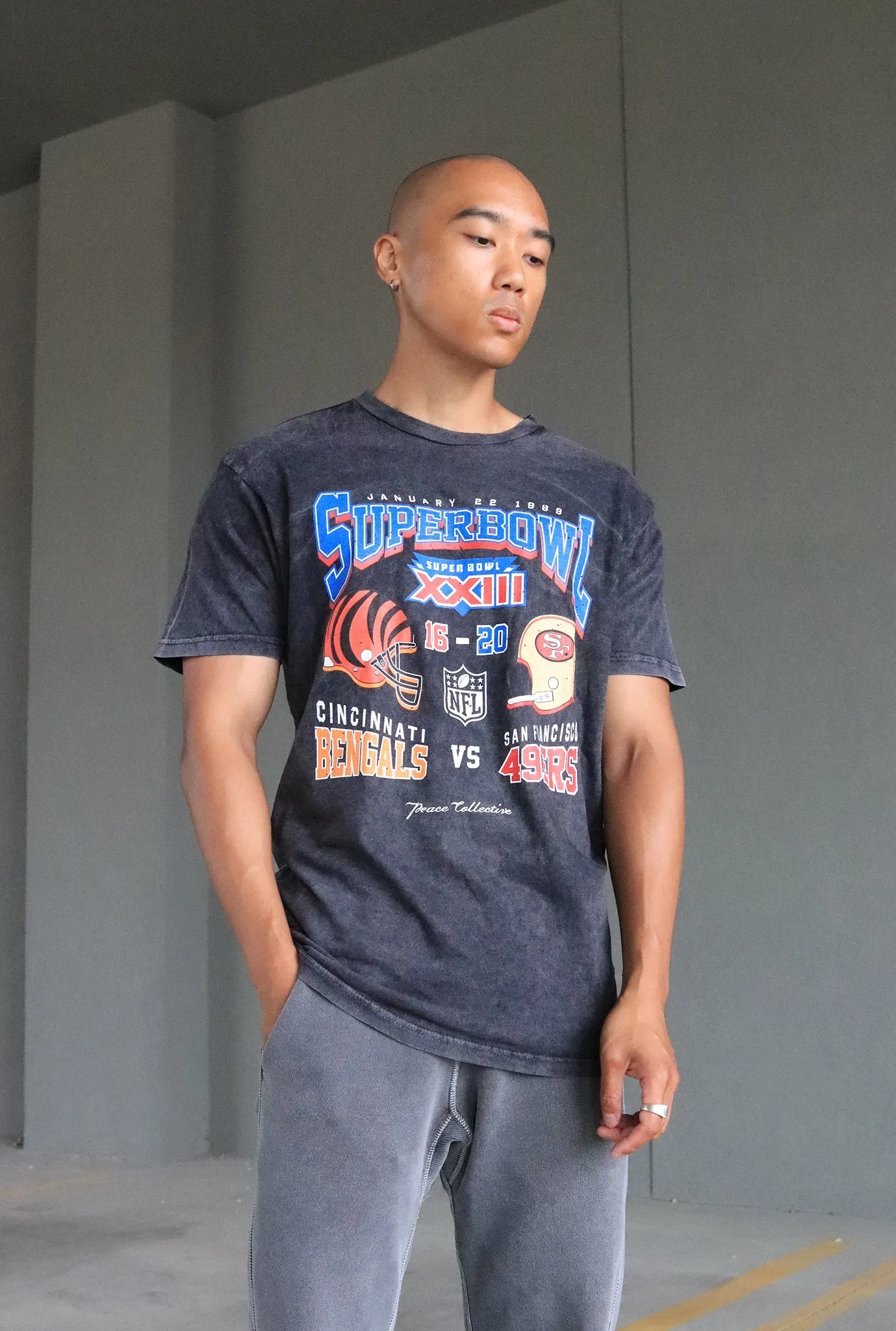 Super Bowl XXIII: San Francisco 49ers vs Cincinnati Bengals Garment Dyed Heavyweight T-Shirt - Black sold by Peace-Collective product image thumbnail 4