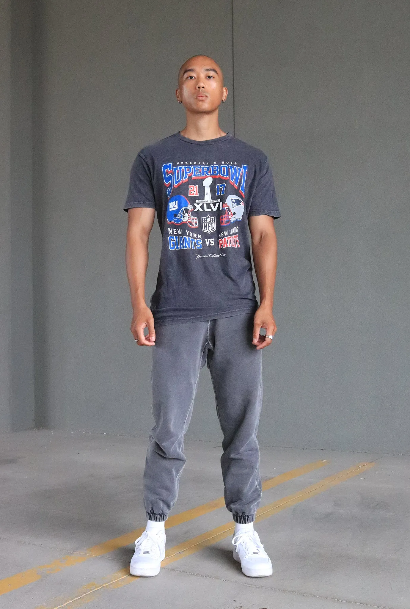 Super Bowl XLVI: New York Giants vs New England Patriots Garment Dyed Heavyweight T-Shirt - Black sold by Peace-Collective product image thumbnail 4