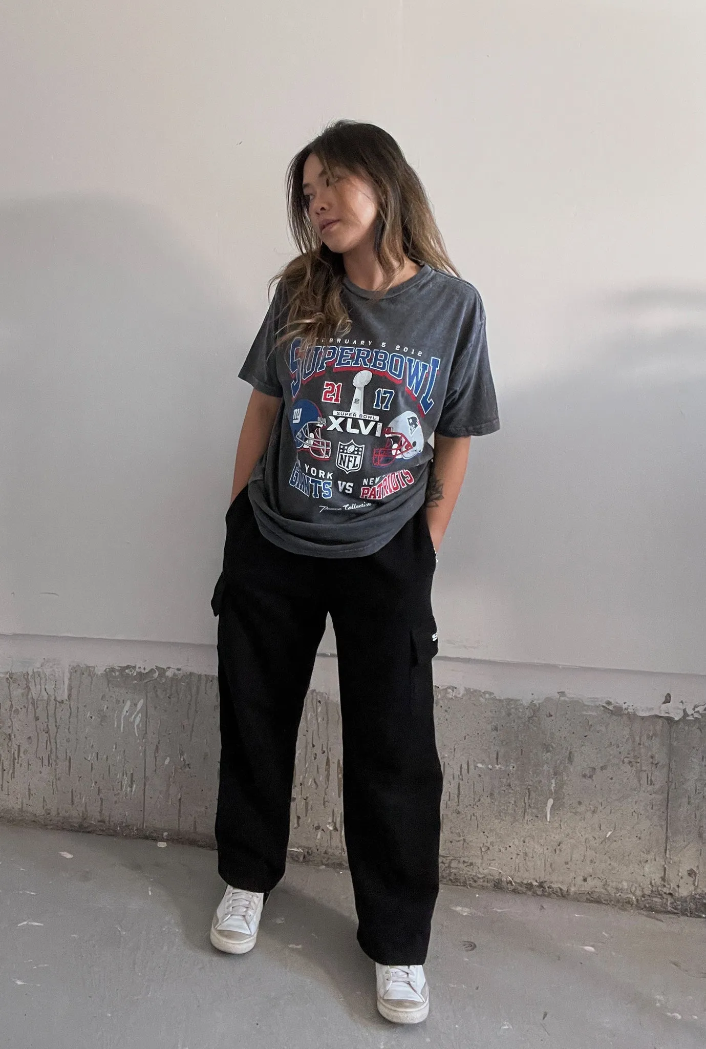 Super Bowl XLVI: New York Giants vs New England Patriots Garment Dyed Heavyweight T-Shirt - Black sold by Peace-Collective product image thumbnail 3