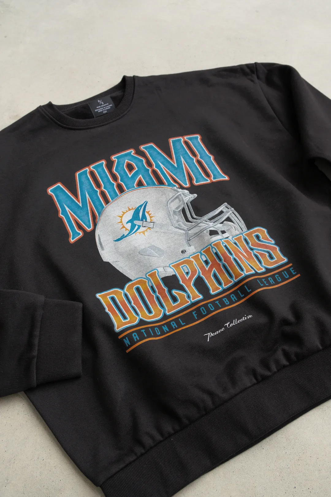 Miami Dolphins Helmet SuperHeavy™️ Crewneck - Off Black sold by Peace-Collective product image thumbnail 2
