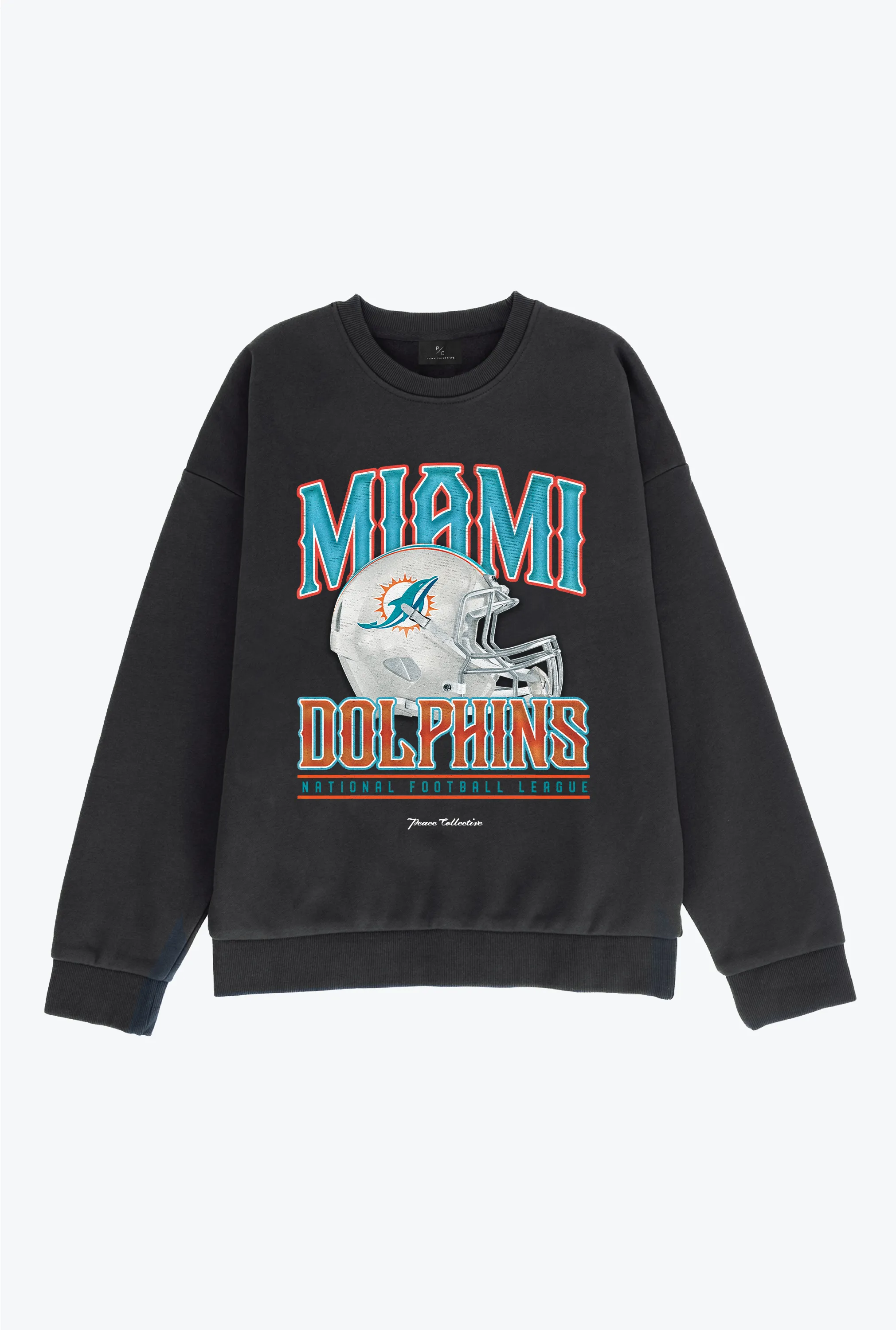 Miami Dolphins Helmet SuperHeavy™️ Crewneck - Off Black sold by Peace-Collective