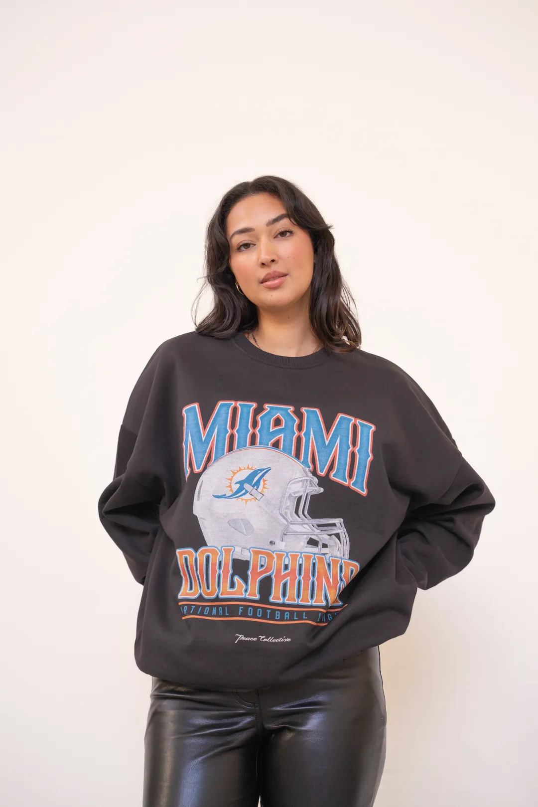 Miami Dolphins Helmet SuperHeavy™️ Crewneck - Off Black sold by Peace-Collective product image thumbnail 5