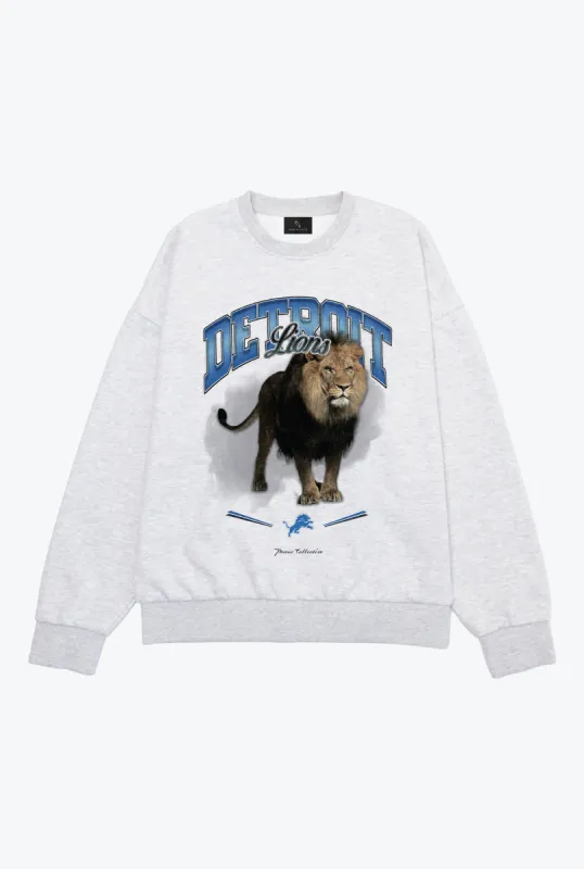 Detroit Lions Mascot SuperHeavy™️ Crewneck - Ash sold by Peace-Collective