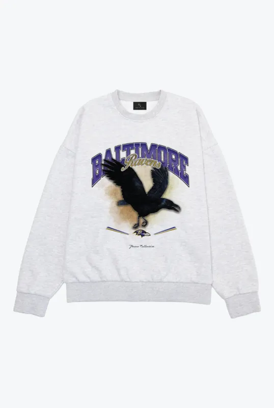 Baltimore Ravens Mascot SuperHeavy™️ Crewneck - Ash sold by Peace-Collective