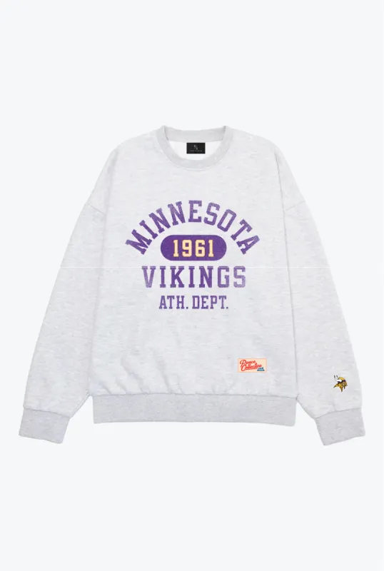 Minnesota Vikings Athletic Club Heavyweight Crewneck - Ash sold by Peace-Collective