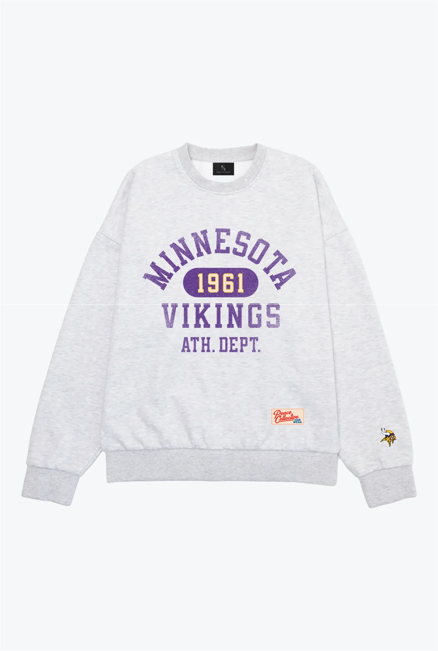 Minnesota Vikings Athletic Club Heavyweight Crewneck - Ash sold by Peace-Collective