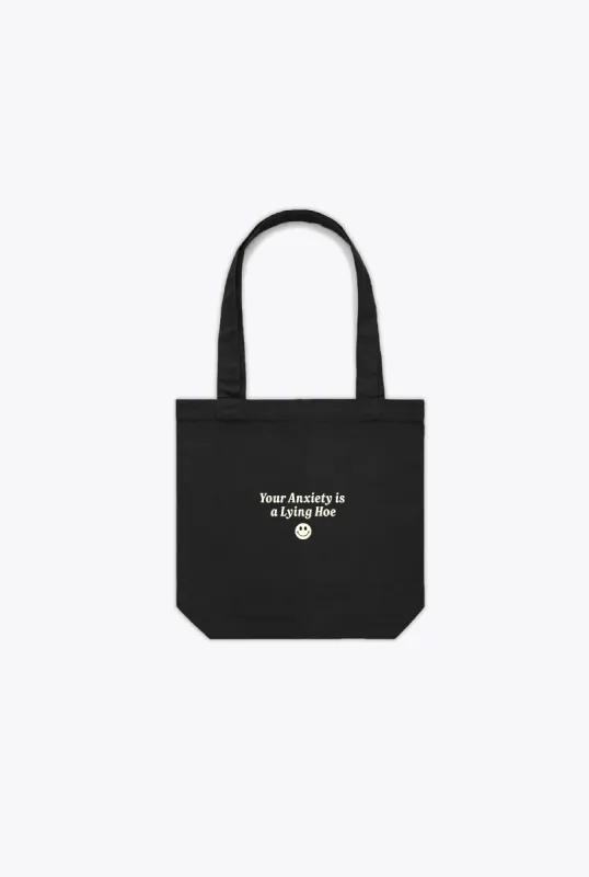 Your Anxiety Tote Bag - Black sold by Peace-Collective