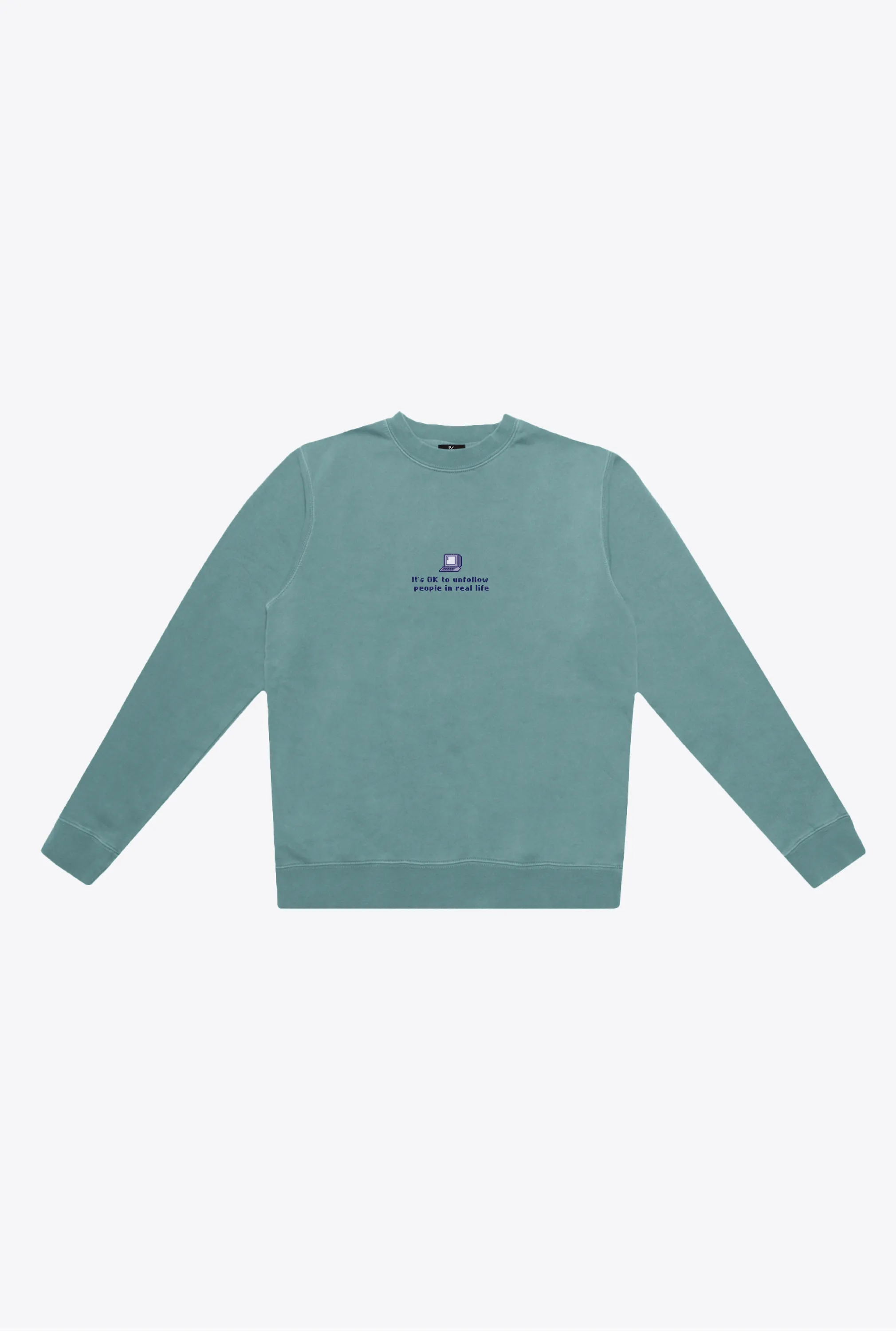 Unfollow People Heavyweight Crewneck - Sage Green sold by Peace-Collective