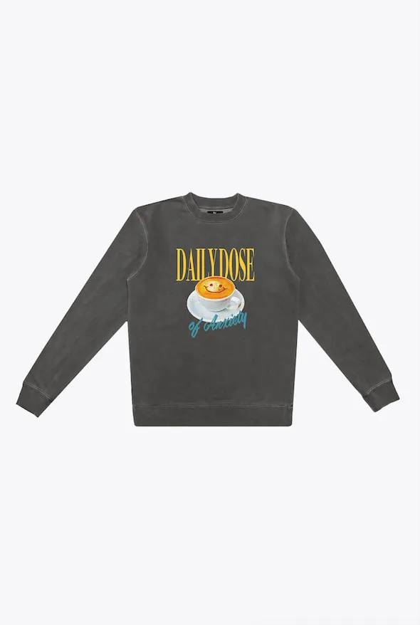 Daily Dose of Anxiety Heavyweight Crewneck - Black sold by Peace-Collective