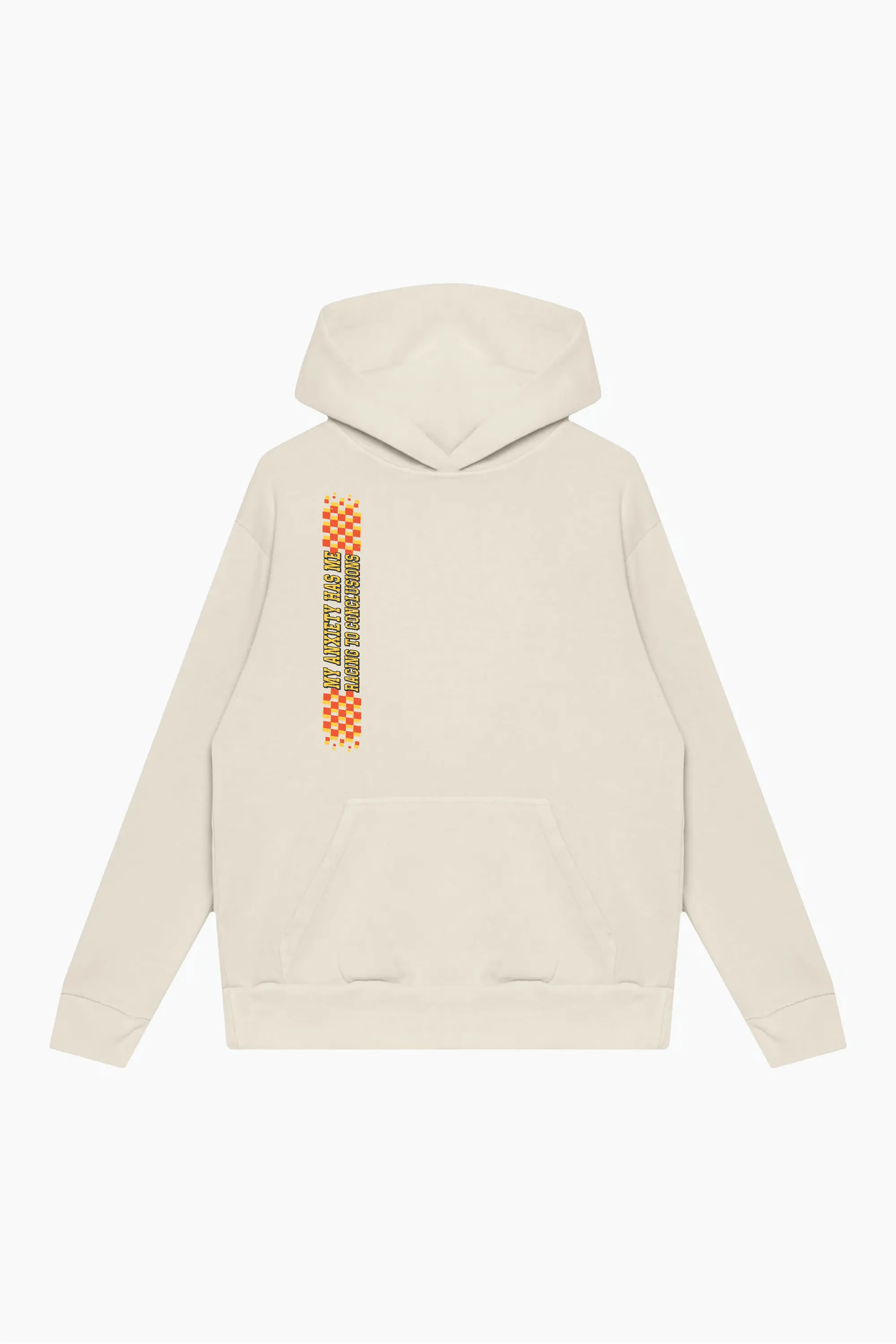 Anxiety Got Me Racing Heavyweight Hoodie - Ivory sold by Peace-Collective