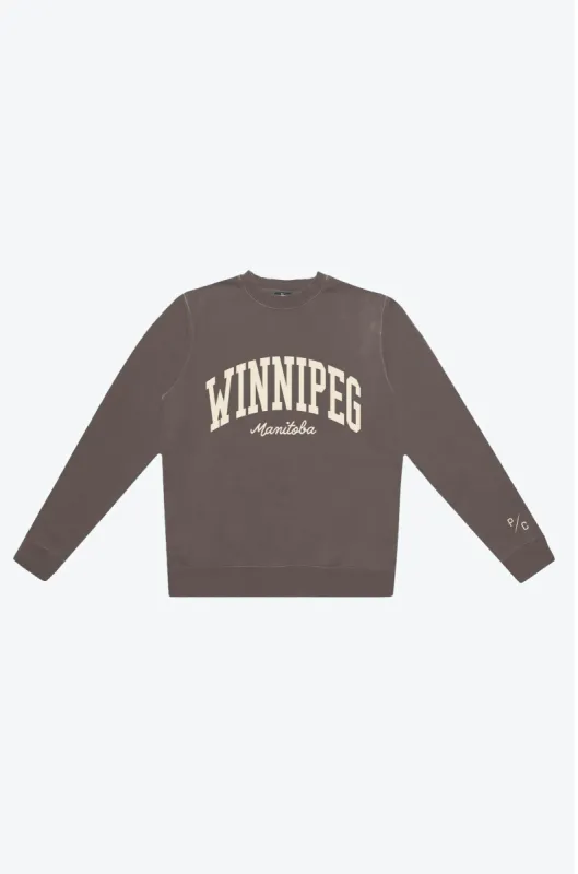 Winnipeg Tourist Pigment Dye Crewneck - Espresso sold by Peace-Collective