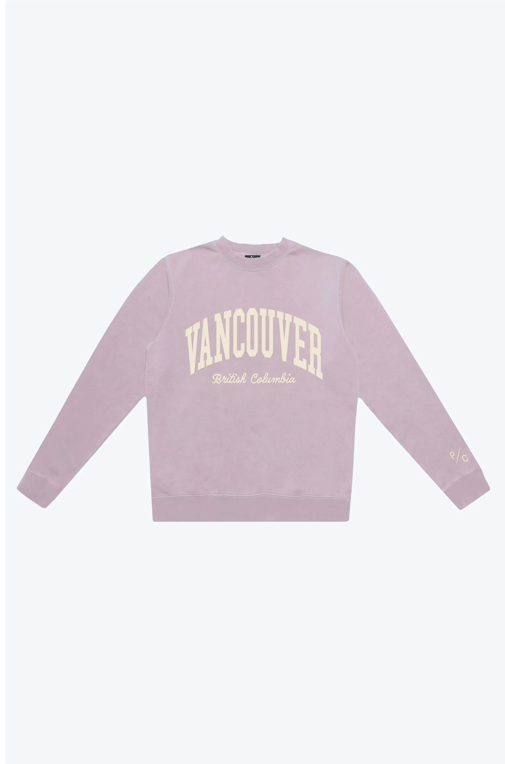 Vancouver Tourist Pigment Dye Crewneck - Silver Pink sold by Peace-Collective
