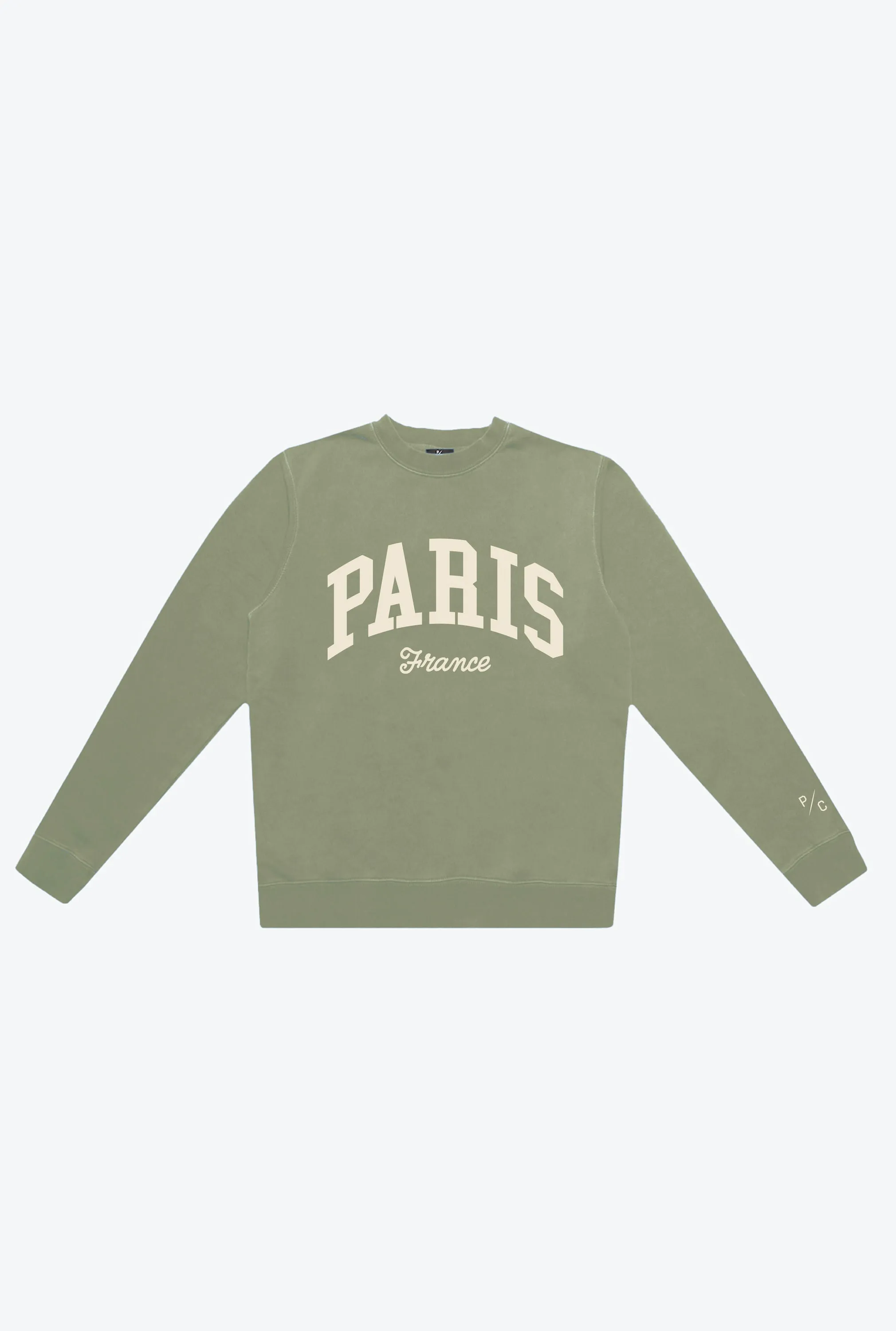 Paris Tourist Pigment Dye Crewneck - Sage Green sold by Peace-Collective