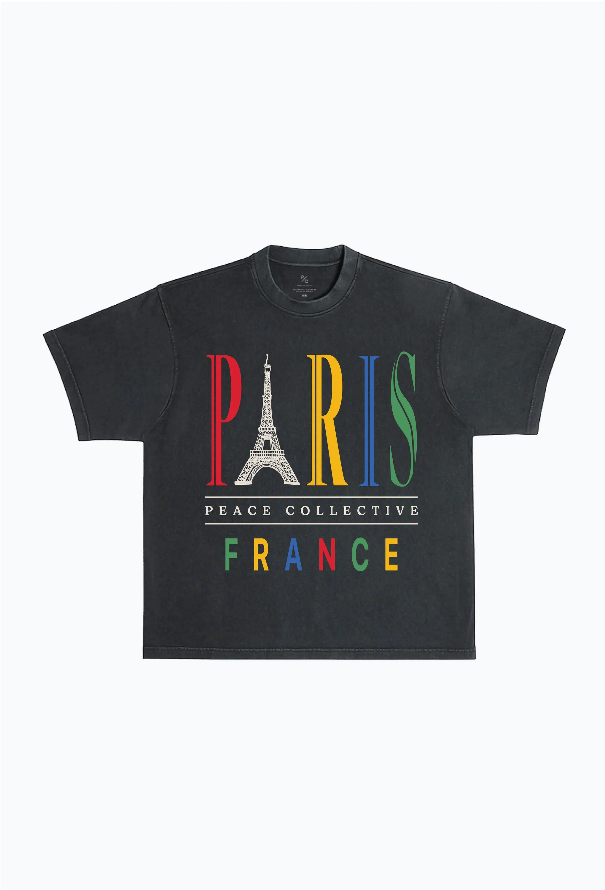 Paris Sketch Garment Dyed Heavyweight T-Shirt - Black sold by Peace-Collective