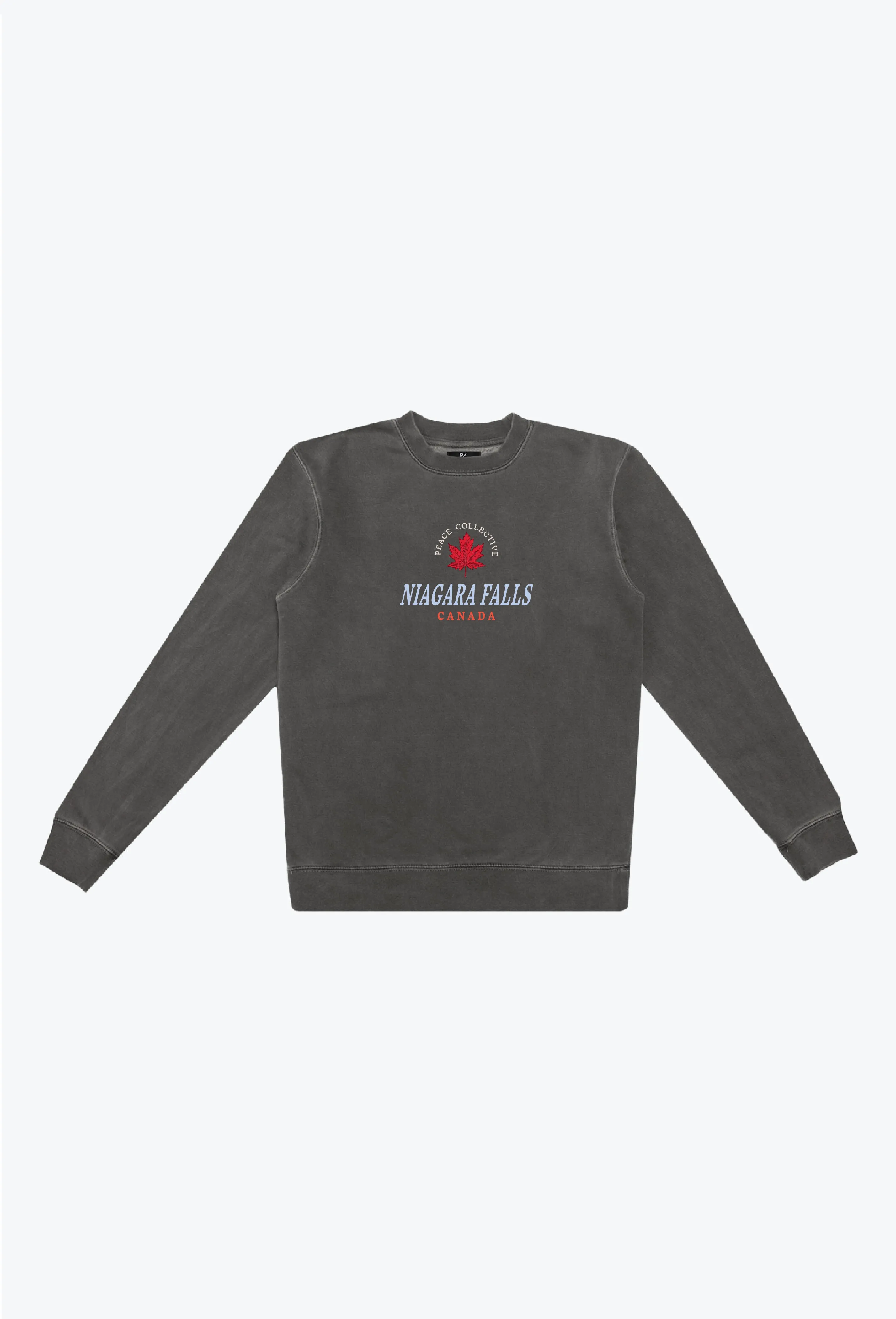 Niagara Falls Sketch Pigment Dye Crewneck - Black sold by Peace-Collective