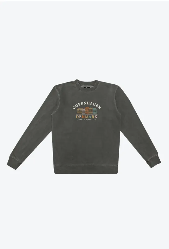 Copenhagen Sketch Pigment Dye Crewneck - Black sold by Peace-Collective