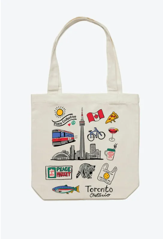 Toronto Sketch Tote Bag - Natural sold by Peace-Collective