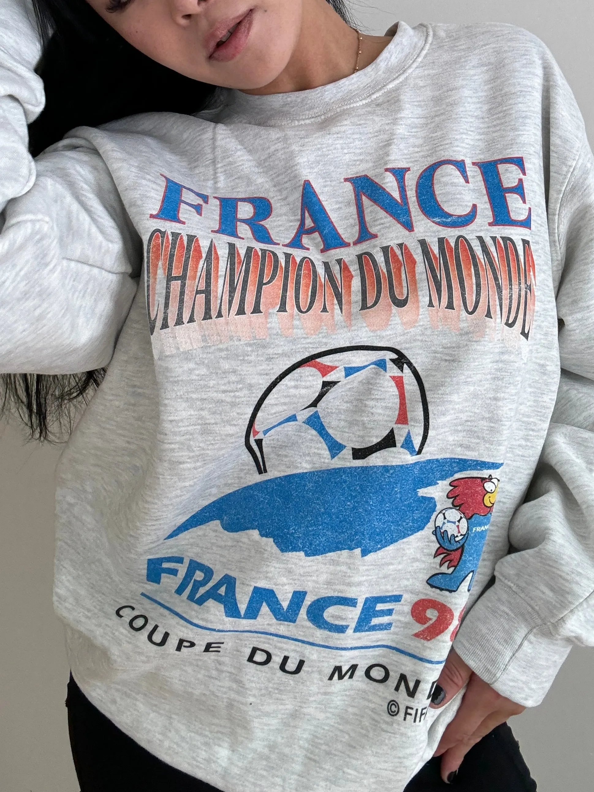 FIFA France '98 World Cup Champions Heavyweight Crewneck - Ash sold by Peace-Collective product image thumbnail 3