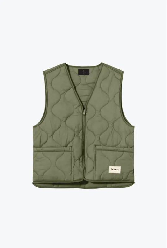 Peace Basics Quilted Vest - Olive sold by Peace-Collective
