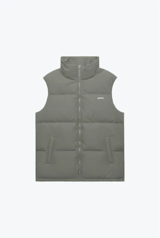 Peace Basics Puffer Vest - Sage Green sold by Peace-Collective