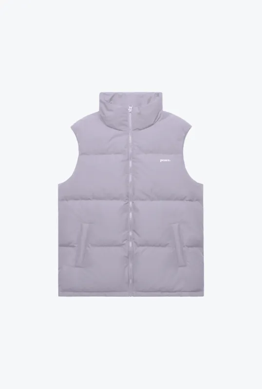 Peace Basics Puffer Vest - Gentle Lavender sold by Peace-Collective