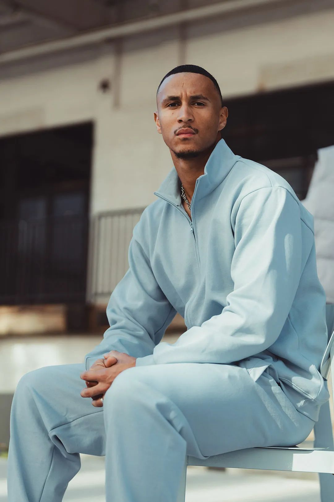 Peace Basics Half Zip Sweater - Glacial Blue sold by Peace-Collective product image thumbnail 3