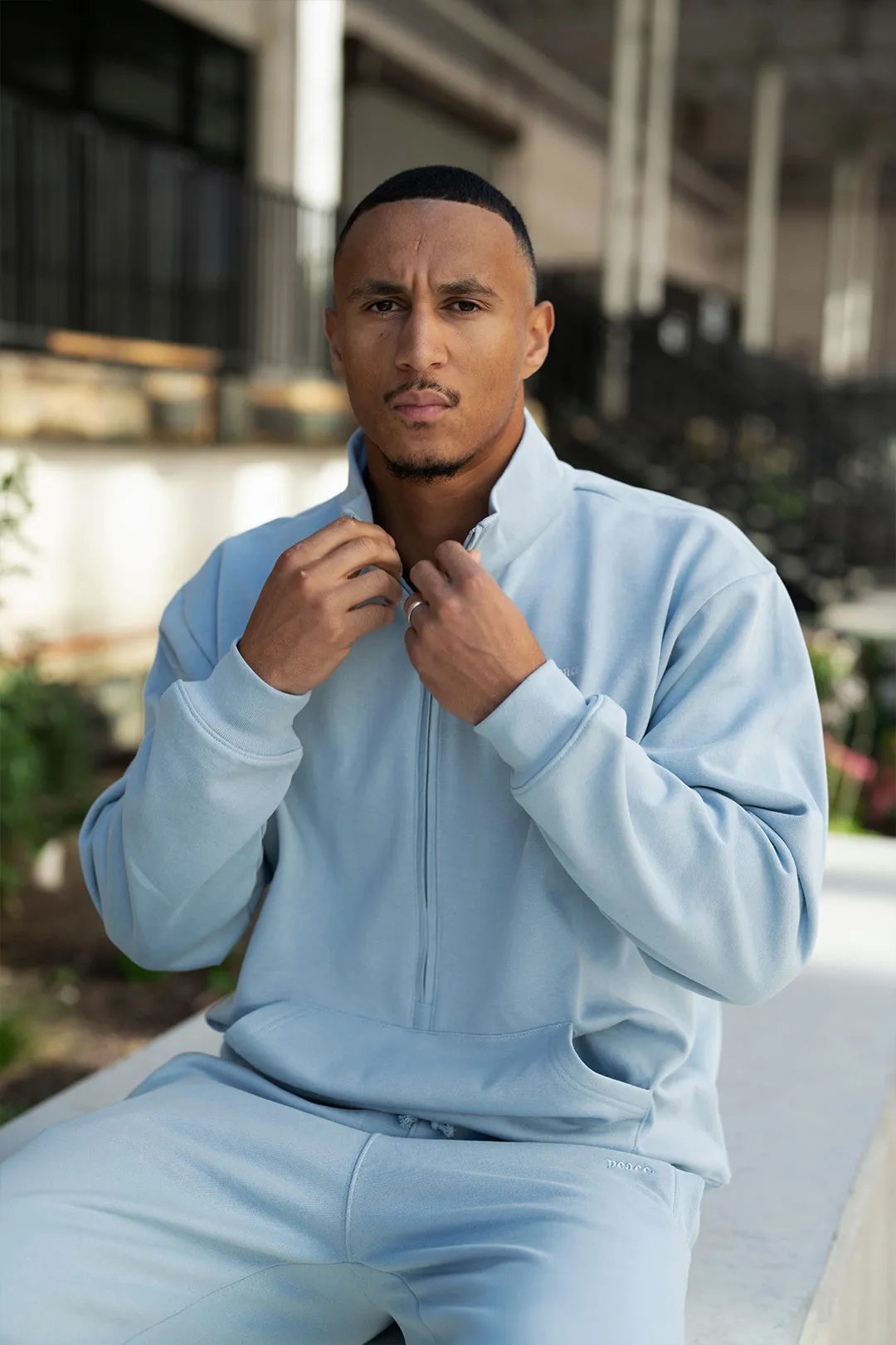 Peace Basics Half Zip Sweater - Glacial Blue sold by Peace-Collective product image thumbnail 5