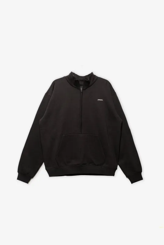Peace Basics Half Zip Sweater - Black sold by Peace-Collective