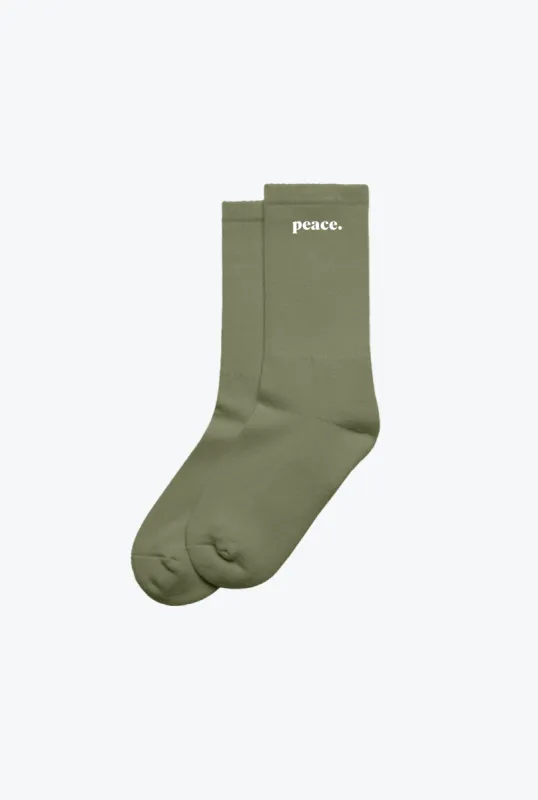 Peace Basics Crew Socks - Sage Green sold by Peace-Collective