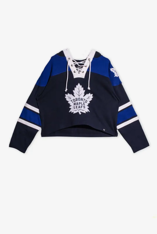 Toronto Maple Leafs Cropped Lacer Hoodie - Blue sold by Peace-Collective