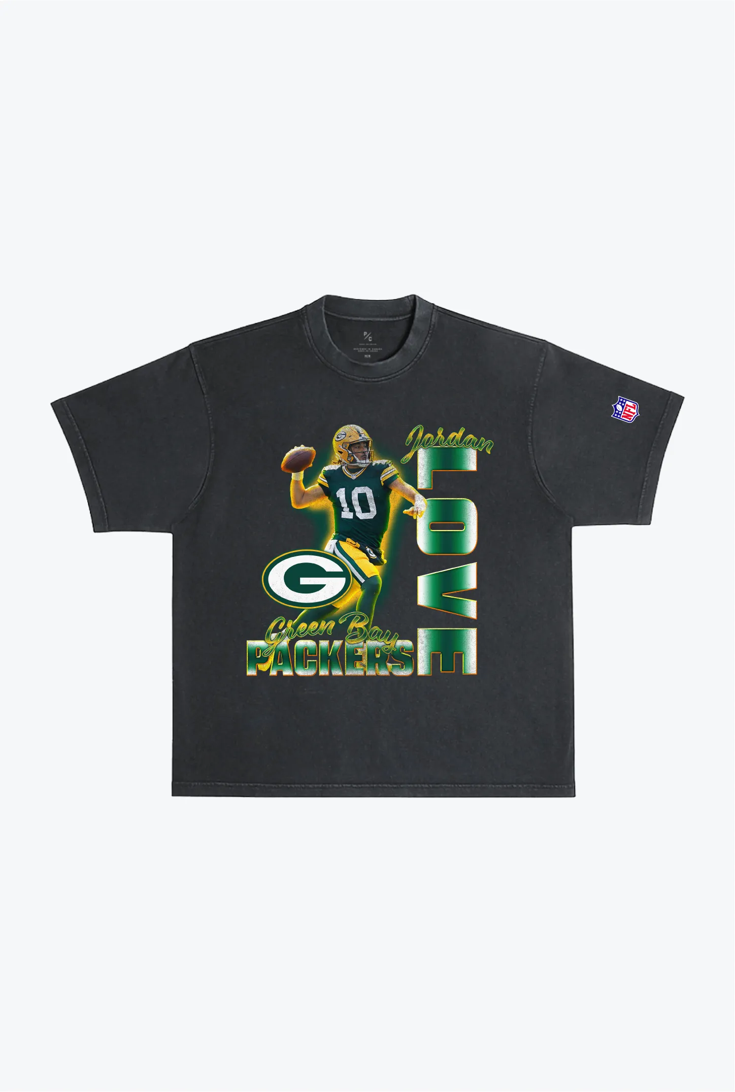 Jordan Love Garment Dyed Heavyweight T-Shirt - Black sold by Peace-Collective