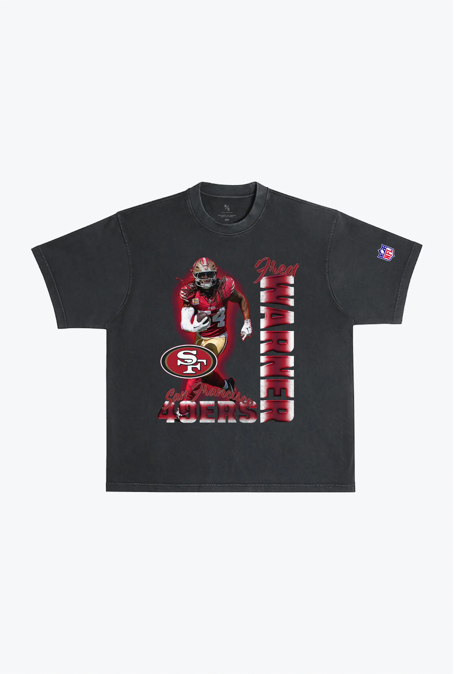 Fred Warner Garment Dyed Heavyweight T-Shirt - Black sold by Peace-Collective