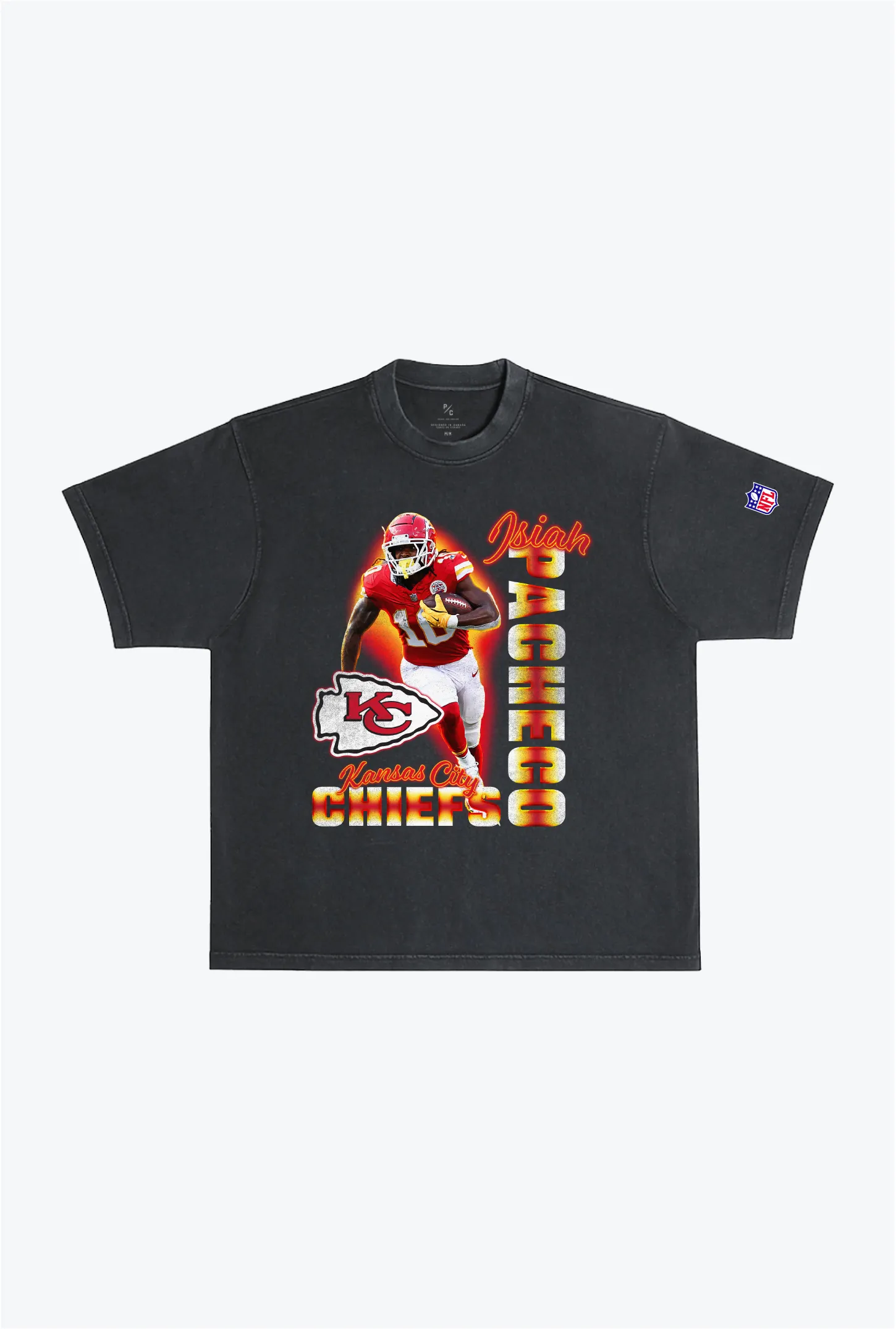 Isiah Pacheco Garment Dyed Heavyweight T-Shirt - Black sold by Peace-Collective