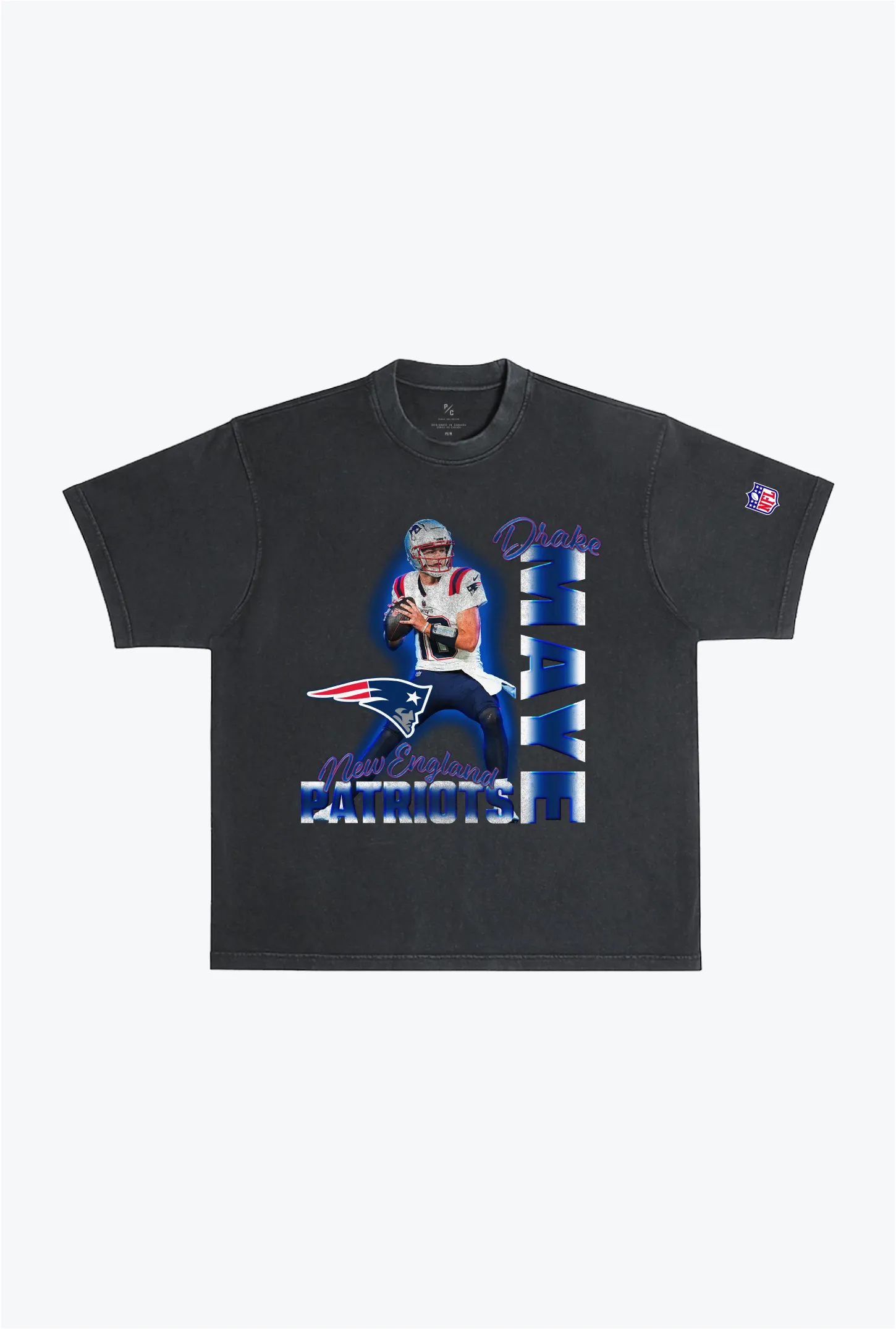 Drake Maye Garment Dyed Heavyweight T-Shirt - Black sold by Peace-Collective